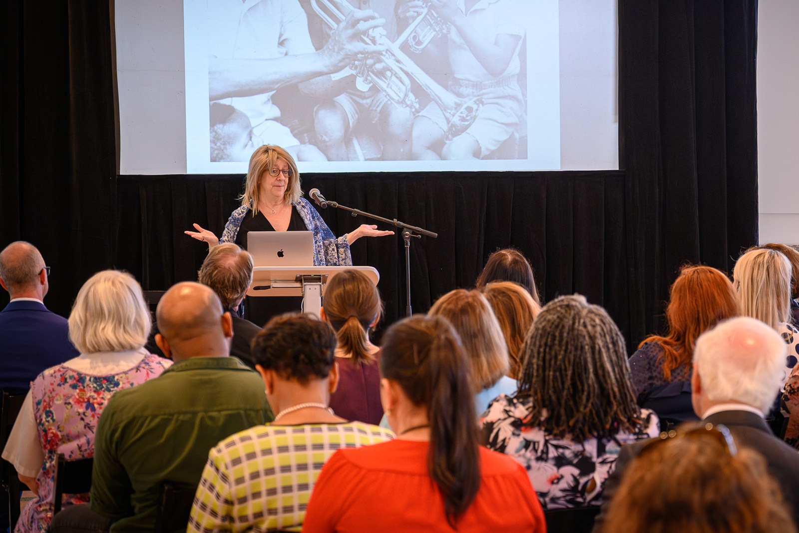 dr. joanne loewy presenting at the music therapy celebration event