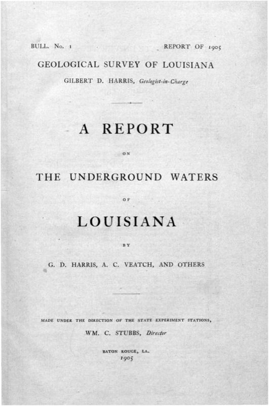 Bulletin 1 - A Report on the Underground Waters of Louisiana