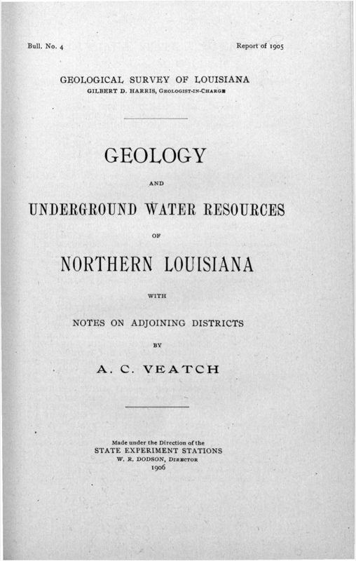 Bulletin 4 - Geology and Underground Water Resources of Northern Louisiana