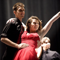 Student practices dance performance.