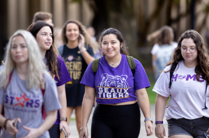 student walking on campus