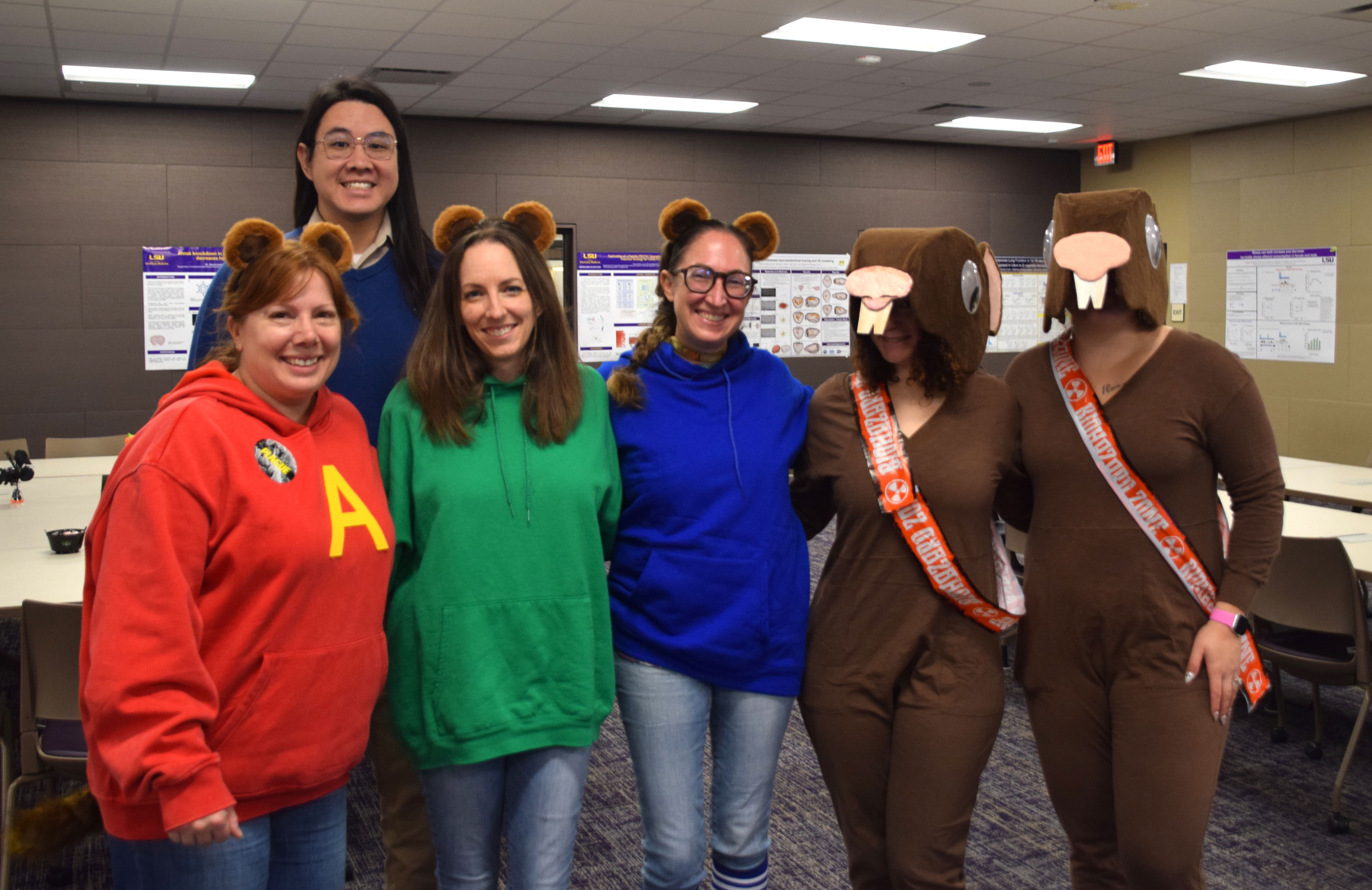 faculty and grad students dressed as chipmunks